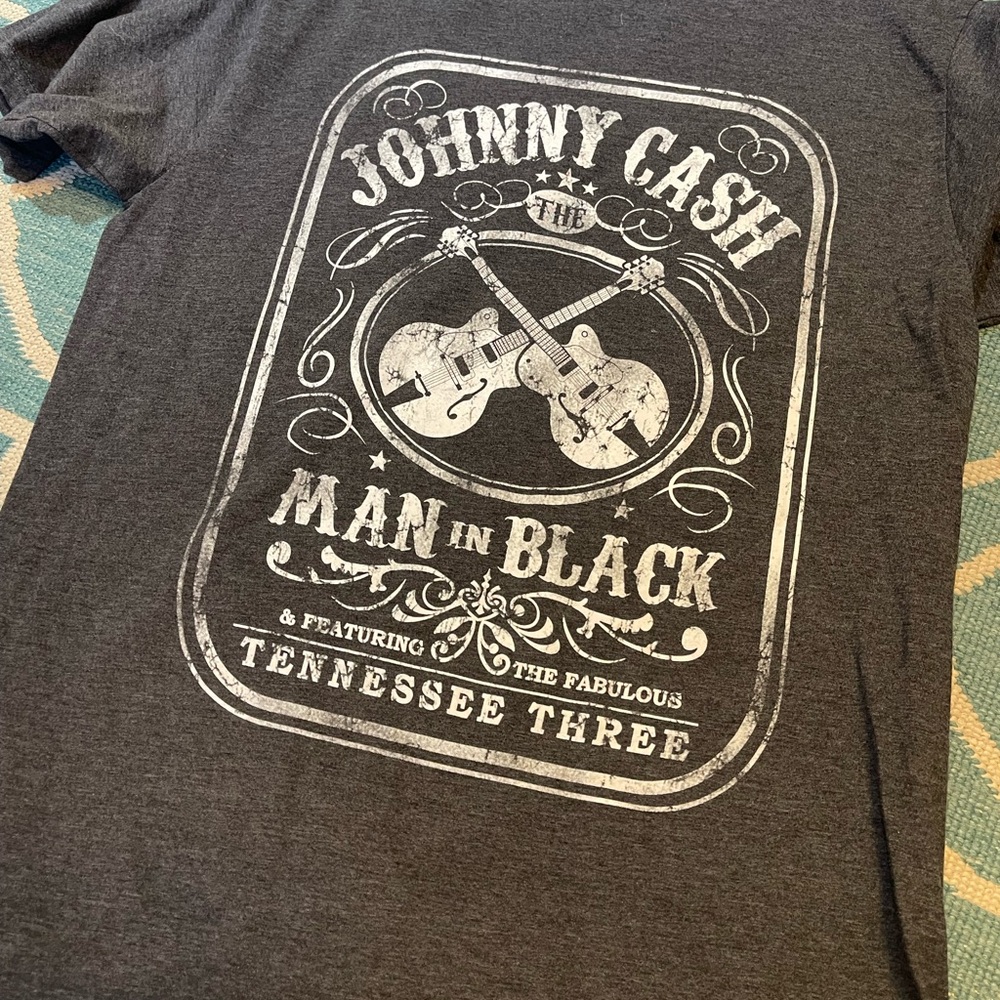 Johnny Cash Man in Black Graphic T-Shirt - Gray